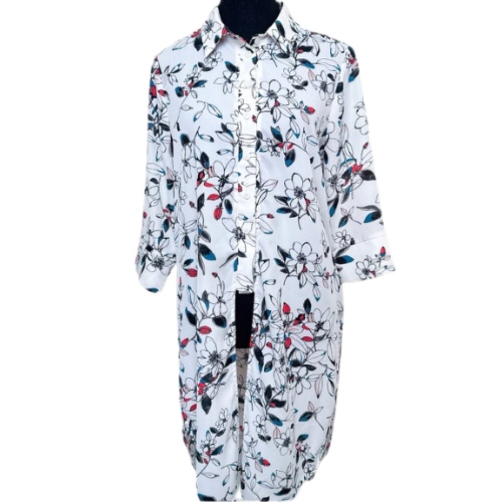 Anatomie Womens Small Floral Long Line Tunic Shirt